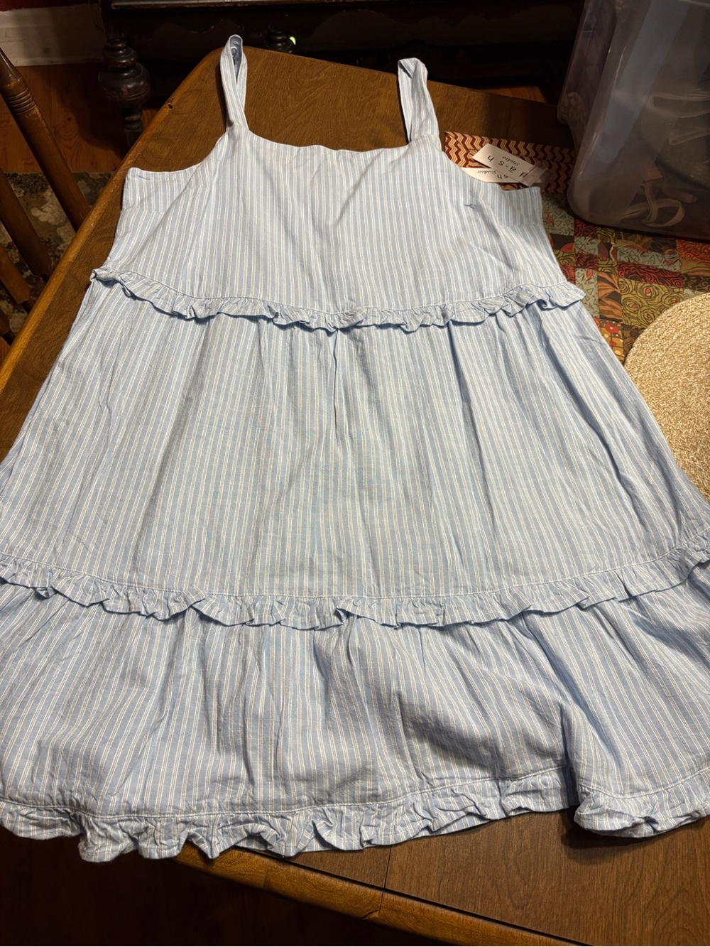 Dash Studio. Light Blue Striped Ruffle Sundress - Women